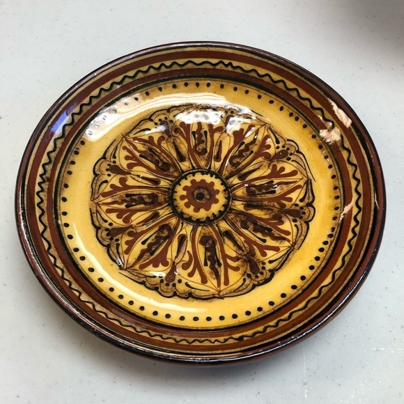 Polished folk Art/pyrography/decorative wall plate/great for gallery wall/c pics - Picture 3 of 7